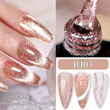 3 IN 1 Platinum Rose Gold Magnetic Gel Nail Polish - Moonlight Magnetic Gel Varnish with Glitter