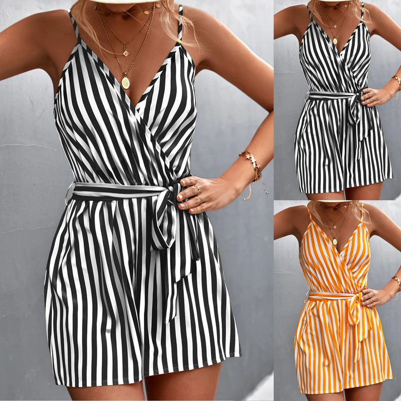 Casual Stripe Sleeveless Summer Jumpsuit