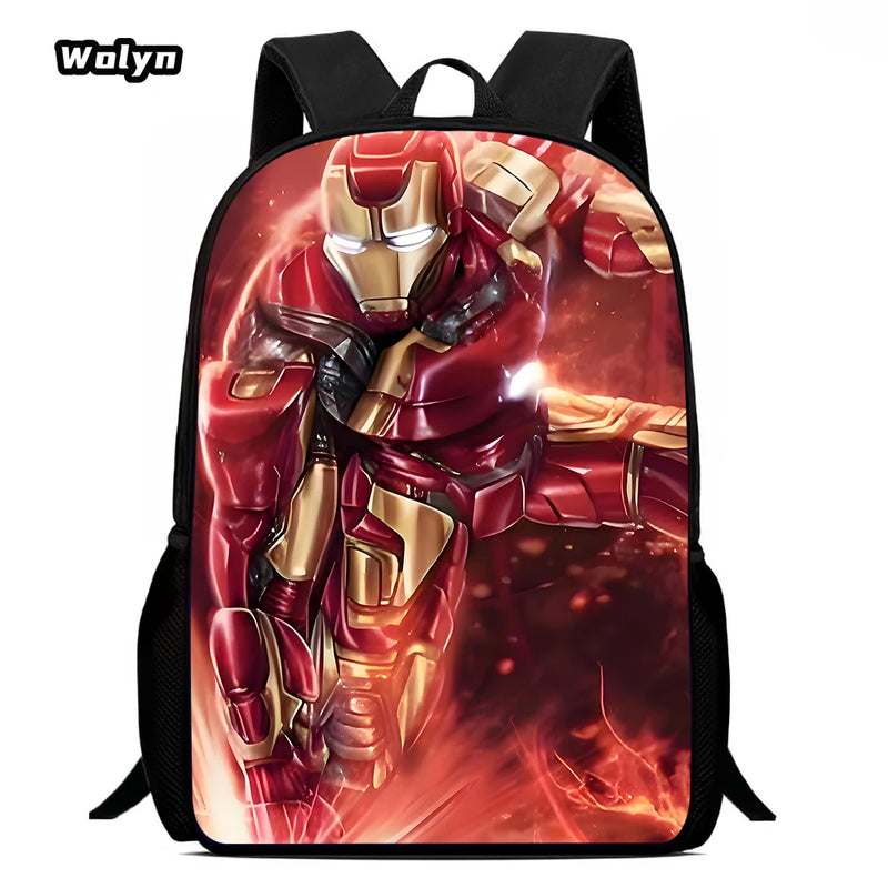 3-PCS Set Cartoon Anime Iron Man Kids School Backpack