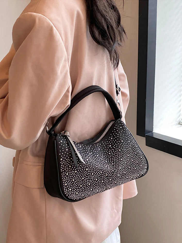 Textured Rhinestone Crossbody Bag