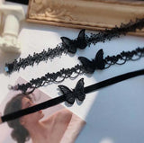 Fashion Black Velvet Lace Butterfly Choker