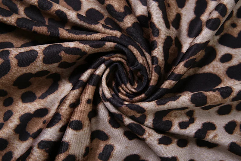 Autumn and Winter New Women's Clothing INS Sexy V-neck Backless Strap Slim Leopard Print Dress Women