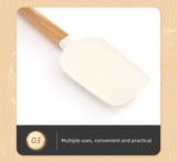 2Pcs/Set White Silicone Cream Spatula - Non-stick Pastry Blenders with Wood Handle