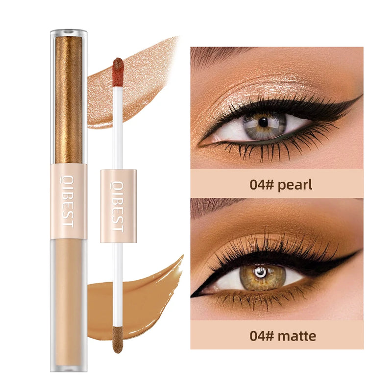 2 in 1 Pearly Matte Eyeshadow: Creamy Smooth Nude Eye Makeup & Liquid Contour Shadow Stick