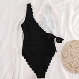 One Piece Bathing Suit - Patchwork Backless Bodysuit