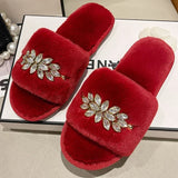 Fluffy Fur Slippers - Fashion Chain Design Women Home Slippers