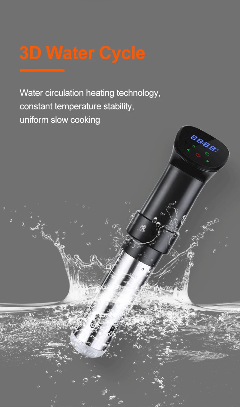 1800W Waterproof Vacuum Sous Vide Cooker - Immersion Circulator with LED Digital Display