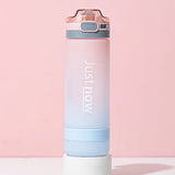 600ml New Fashion Water Bottle with Straw – Portable Outdoor Shaker