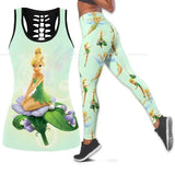 Disney Tinker Bell  Hollow Vest+Leggings Yoga Set