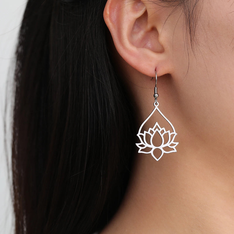 Lotus Flower Drop Earrings