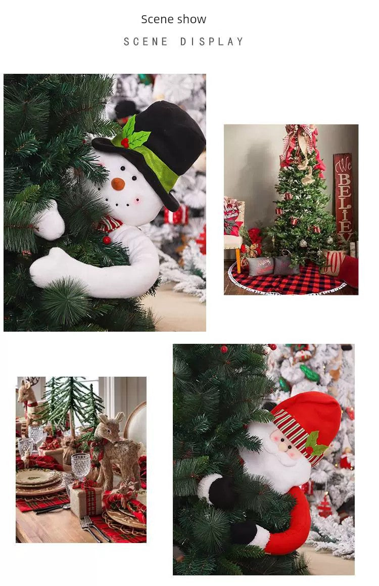 Peek-a-Boo Christmas Santa - Snowman Christmas Tree-Hugger Decoration