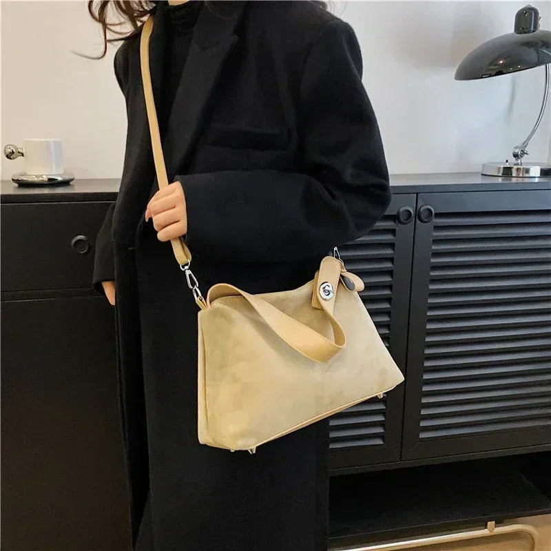 Suede Zipper Shoulder Bag