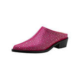 Diamond Pointed Middle Heel Large Baotou Muller Slippers