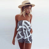 Strapless V-neck Printed Loose Jumpsuit Romper