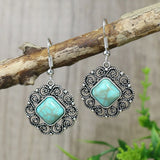 Ethnic Vintage Boho Creative Geometric Silver Color Dangle Earrings