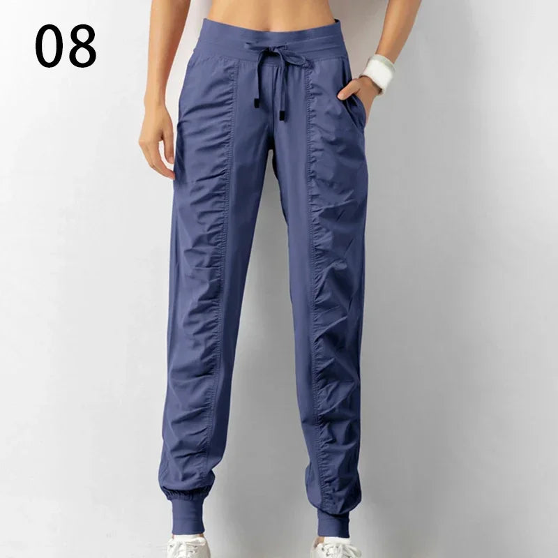 Fabric Drawstring Sporty Joggers