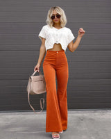 Fashionable Retro Corduroy Slightly Flared Pants