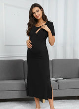 Premama Solid Short Sleeve Maternity Dress