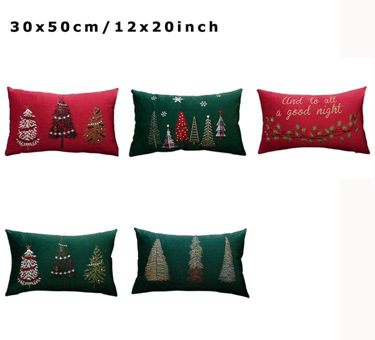 Embroidered Snowflake Christmas Tree Pillow Case