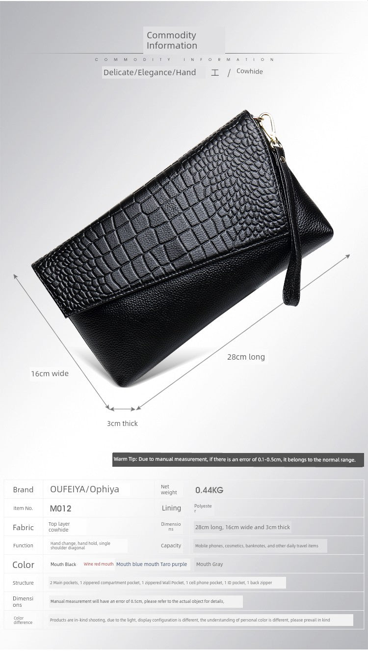 Leather Large Capacity Clutch Bag