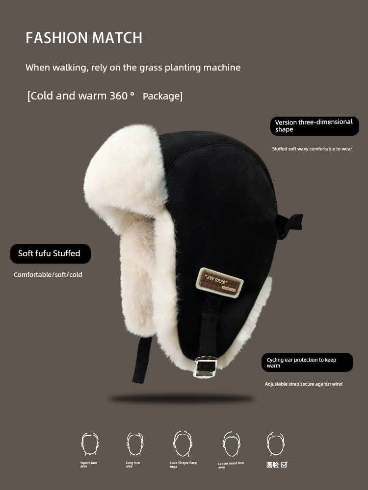 Warm Fleece-Lined Thickened Hat with Earmuffs