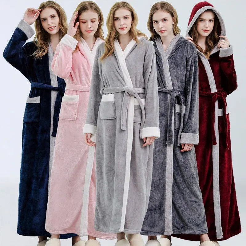 Ladies Flannel Long Thick Nightgown Robe 