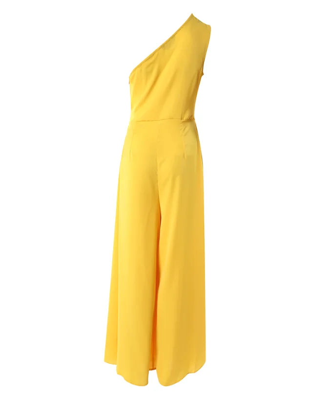 One Shoulder Elegant Wide Leg Jumpsuit