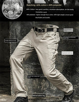 Mens Waterproof Elastic Multi-Functional Outdoor Cargo Pants