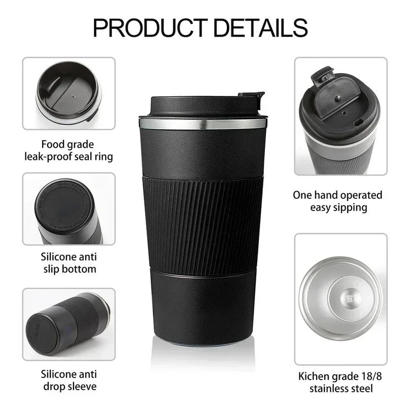 510ml Stainless Steel Coffee Cup Thermal Mug - Non-slip Travel Insulated Bottle