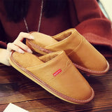 Winter Indoor Warm Lovers Thick Wool Anti-Skid Leather Slippers