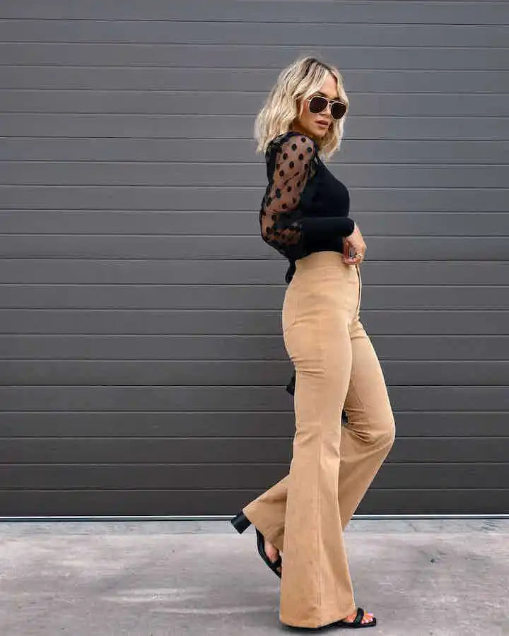 Fashionable Retro Corduroy Slightly Flared Pants