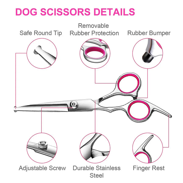 4pcs Dog Grooming Scissors Set with Safety Round Tip – Stainless Steel Scissors