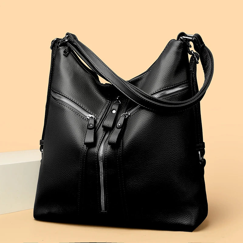 Soft Leather Backpack - Shoulder Crossbody Bag