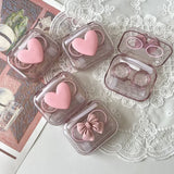 Contact Lens Cases: Pink Transparent Love Bow Contact Lens Case