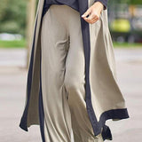 3 Pcs Casual pant set Long Sleeve Cardigan, Coat Sling Top, and Wide Leg Pants