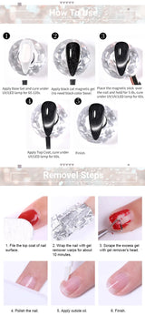 3 IN 1 Platinum Rose Gold Magnetic Gel Nail Polish - Moonlight Magnetic Gel Varnish with Glitter