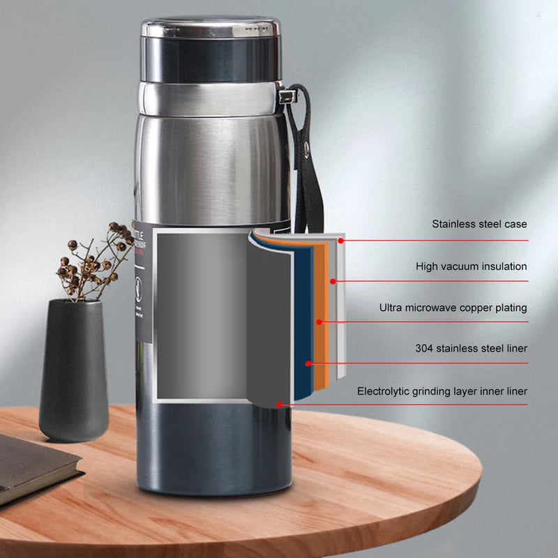 1000ML Stainless Steel Thermos Bottle - Thermal Water Bottle for Hot & Cold Drinks