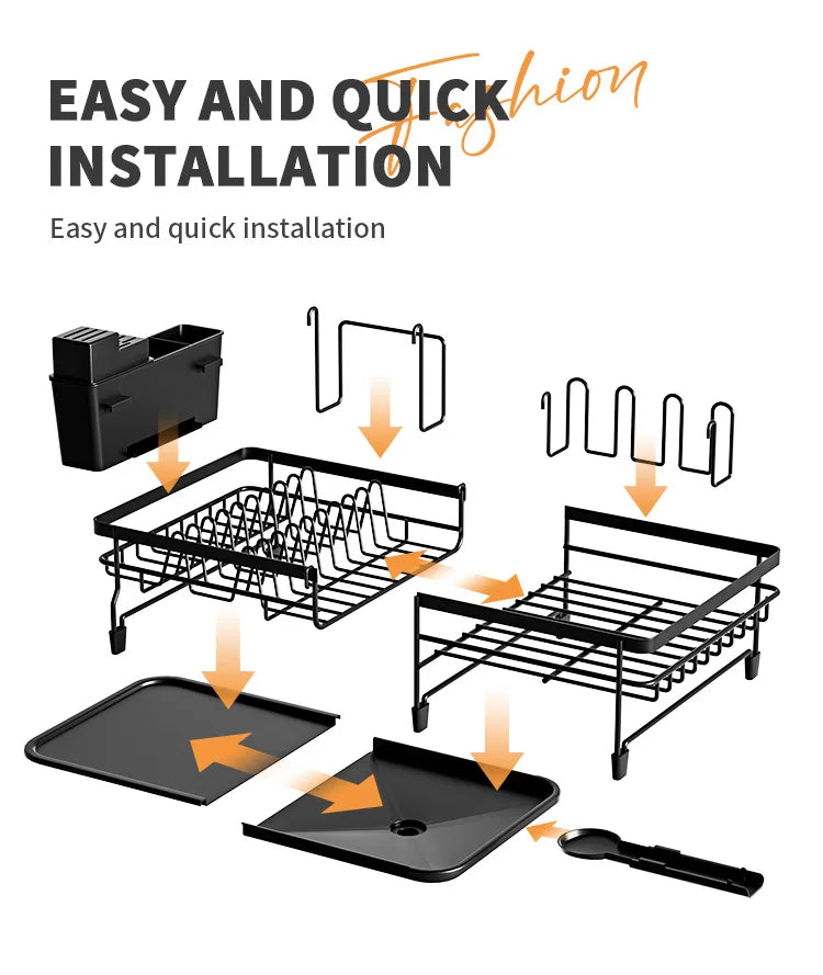 Dish Drying Rack with Drainboard – Expandable Kitchen Rack