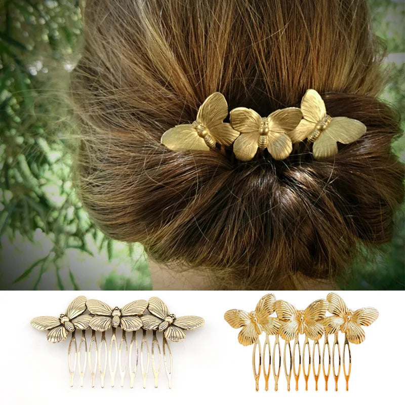 Metal Bee Hairpin - Ancient Alloy Butterfly Hair Comb - Jewelry Accessories