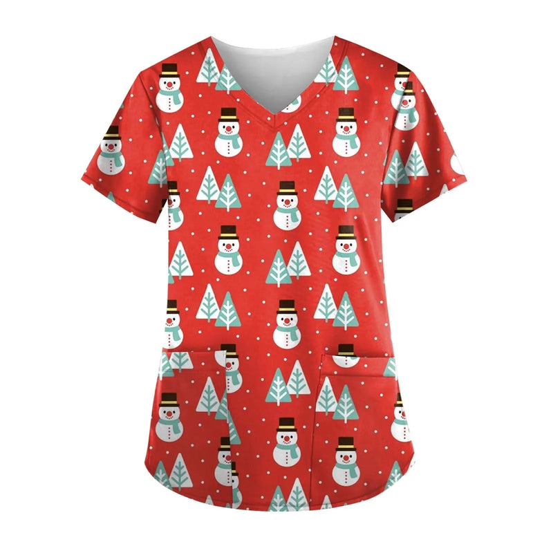 Holiday Scrubs Nurse Uniform Tops