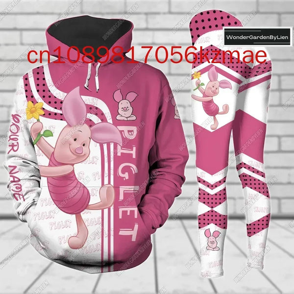 Disney Piglet Hoodie And Leggings Set Disney Women's Hoodie Yoga Pants and Sweatpants Fashion Sets