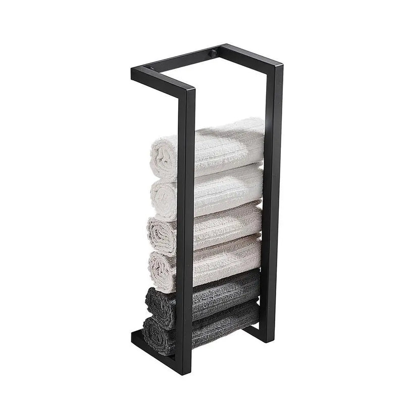 Black Towel Rack Holder - Stainless Steel