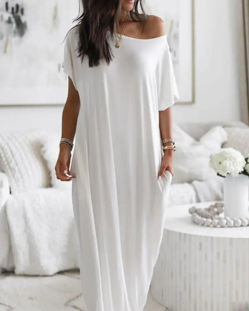 One Shoulder Bat Sleeve Casual Dress