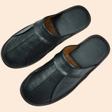 Men's Luxury Handmade Cow Split Leather Home Slippers