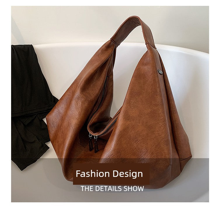 One Shoulder Minimalist Style Soft Leather Tote