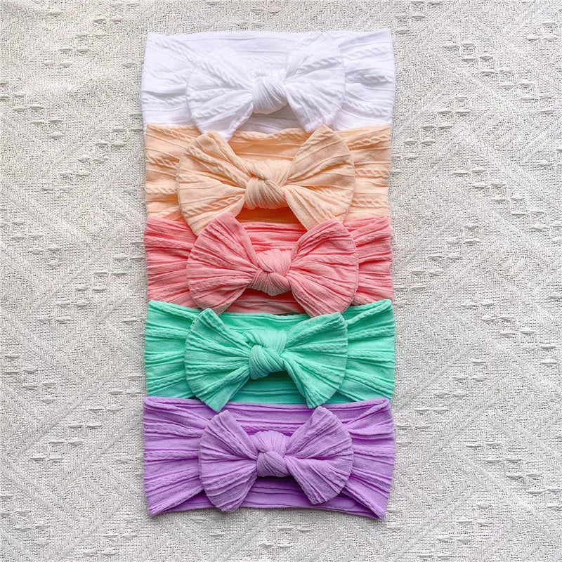 5Pcs/Set Cute Headbands: Soft Elastic Bow knit