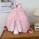 Durable Canvas Backpack with Cute Rabbit Ear Design