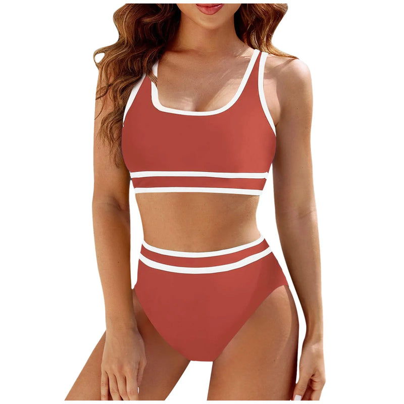 Sporty Two Piece Swimsuit - Athletic Beachwear