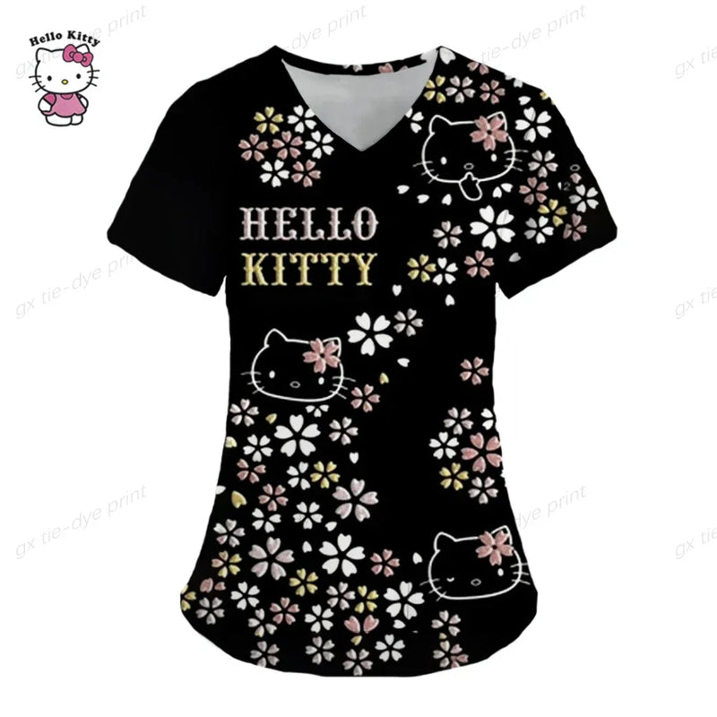 Hello Kitty Kawaii Nurse Scrub Tops