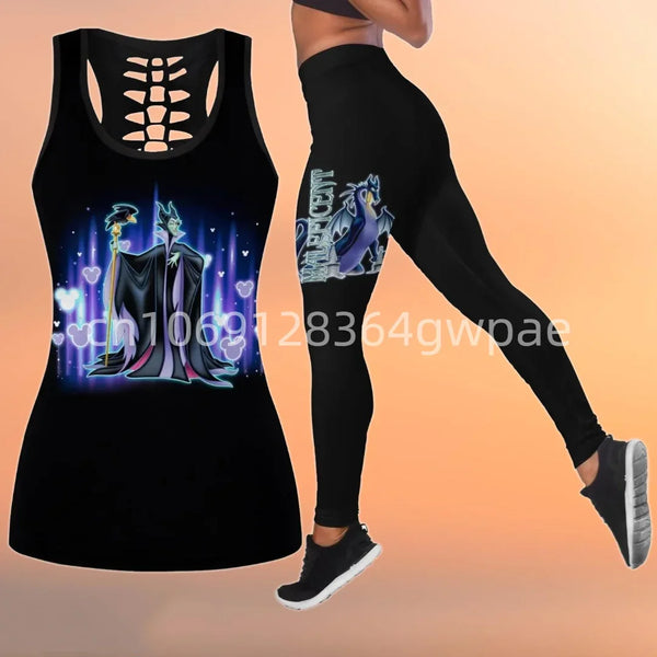 Evil Villains Cutout Tank Top + Leggings Yoga Set